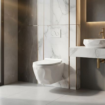 REA-C1652 - Wandhängendes WC mit WC-Sitz GUSTAVO RIMLESS Keramik/weiß