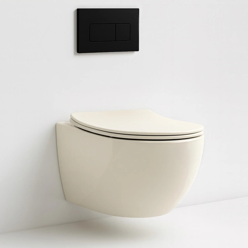 REA-C5500 - Wand-WC mit WC-Sitz CARLO MINI TORNADO RIMLESS Keramik/cremefarben