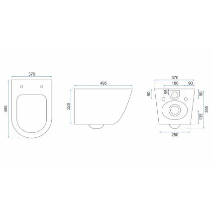 REA-C5500 - Wand-WC mit WC-Sitz CARLO MINI TORNADO RIMLESS Keramik/cremefarben
