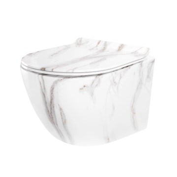 REA-C6390 - Wandhängendes WC mit WC-Sitz CARTER TORNADO RIMLESS, Keramik/Steinoptik