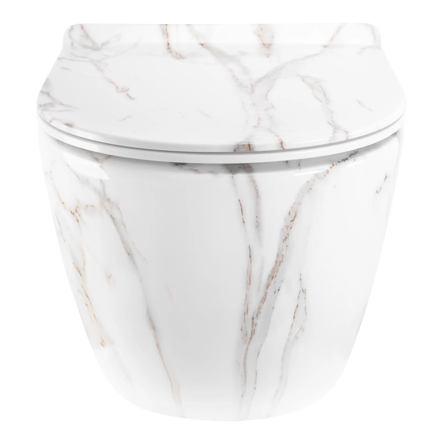 REA-C6390 - Wandhängendes WC mit WC-Sitz CARTER TORNADO RIMLESS, Keramik/Steinoptik
