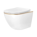REA-C6806 - Wand-WC mit WC-Sitz CARLO MINI TORNADO RIMLESS Keramik/weiß/gold