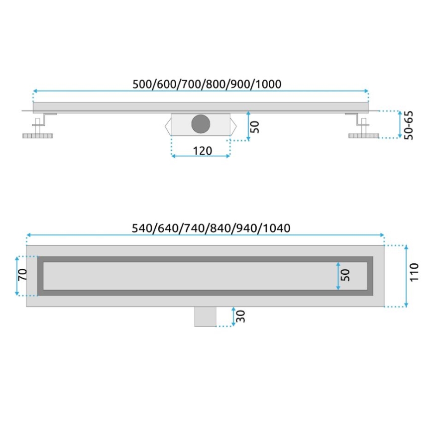 REA-G2562 - NEOX Ablaufrinne 70 cm, Edelstahl/Gold