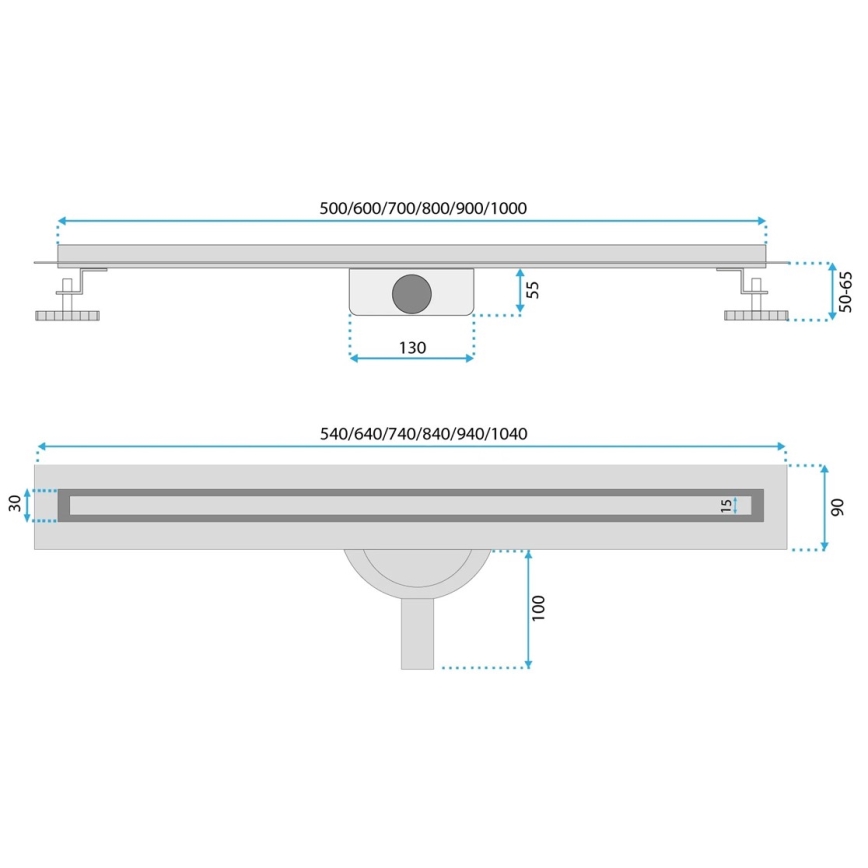 REA-G2710 - Duschrinne NEOX SLIM 70 cm Edelstahl/Schwarz