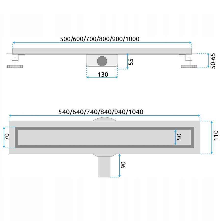 REA-G5806 - Ablaufrinne NEOX PRO 50 cm Nickel