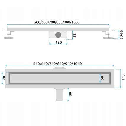 REA-G5810 - Duschrinne NEOX PRO 90 cm Nickel