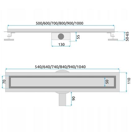 REA-G5811 - Entwässerungsrinne NEOX PRO 100 cm Nickel