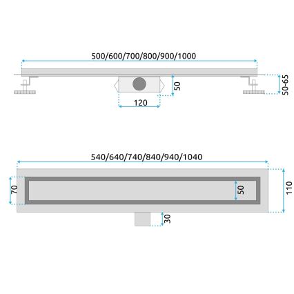 REA-G6600 - Ablaufrinne PURE NEOX 50 cm matt schwarz