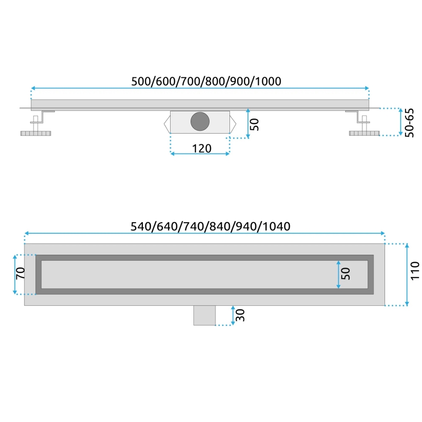 REA-G6602 - Ablaufrinne PURE NEOX 70 cm matt schwarz