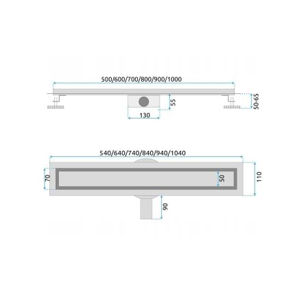 REA-G7802 - Duschrinne NEOX PRO 70 cm Edelstahl/schwarz