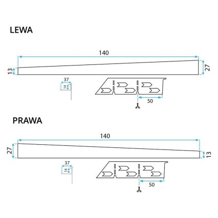 REA-K3218 - Gefälleleiste 140 cm schwarz