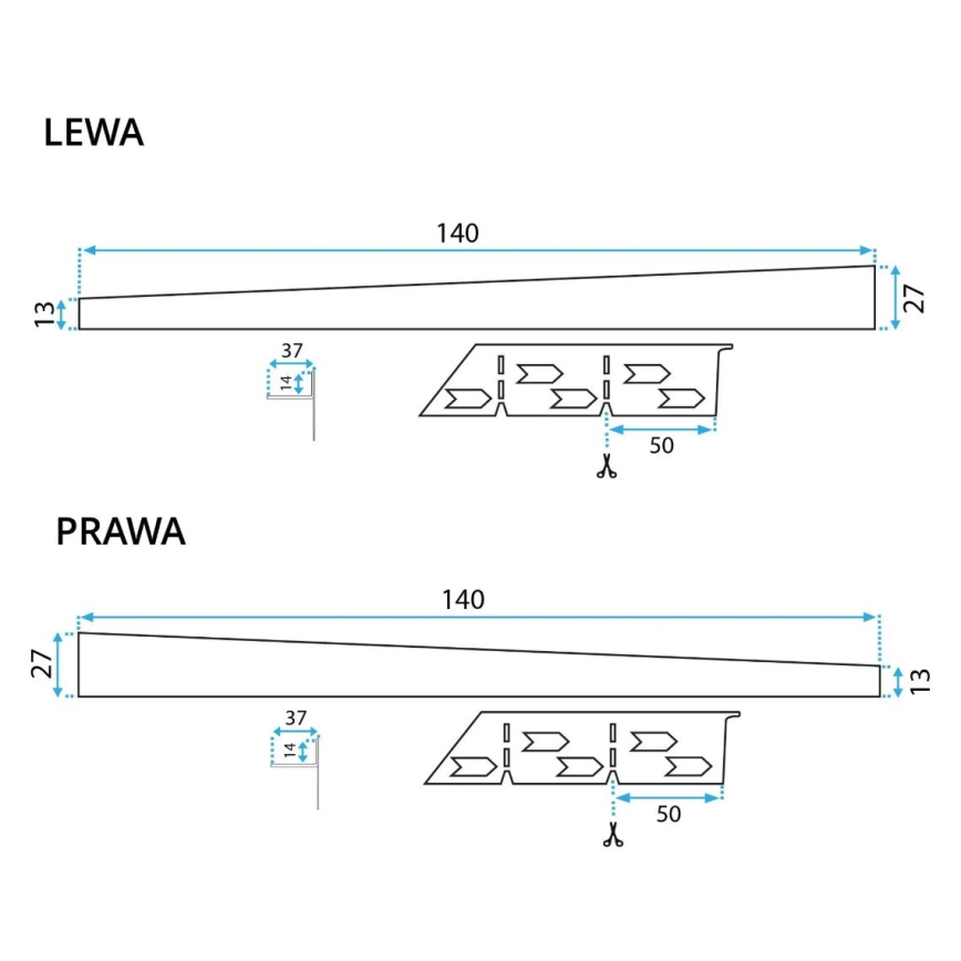 REA-K3218 - Gefälleleiste 140 cm schwarz