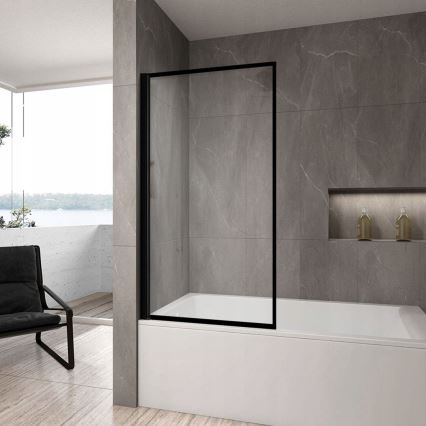 REA-K7390 - Badewannenschutzwand LAGOS 140x80 cm schwarz/Klarglas