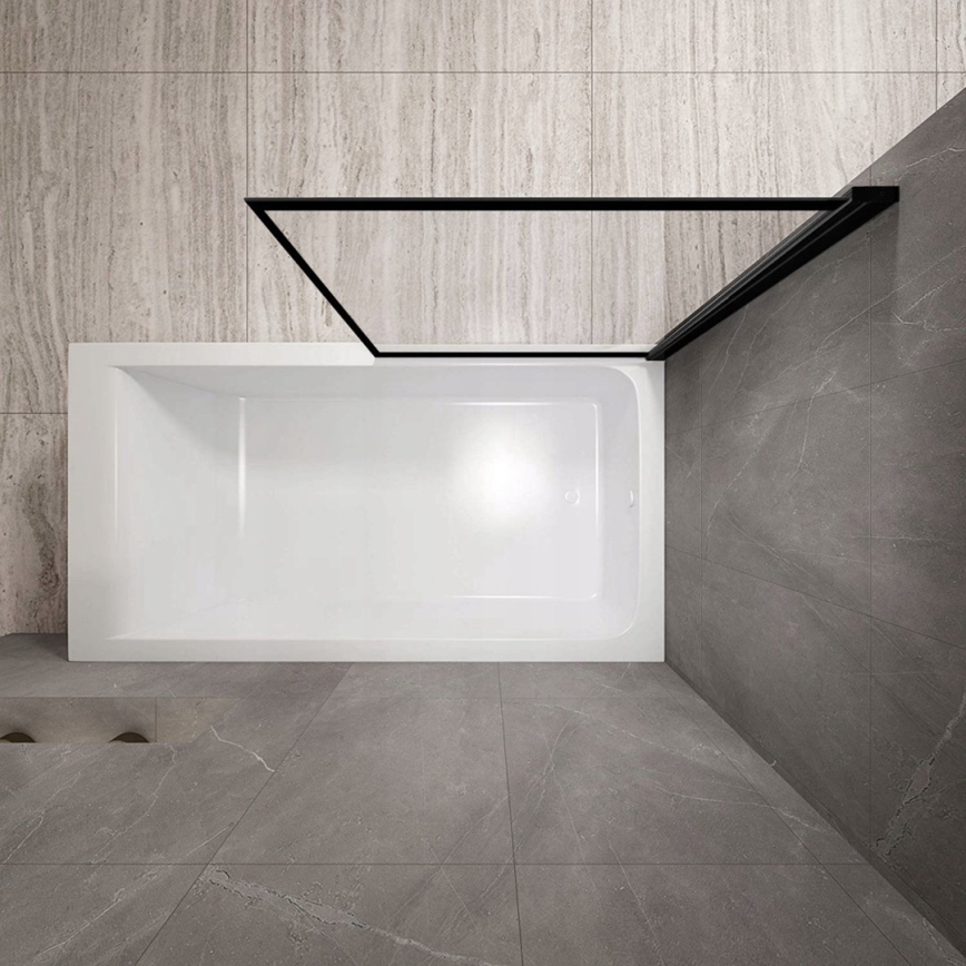 REA-K7390 - Badewannenschutzwand LAGOS 140x80 cm schwarz/Klarglas