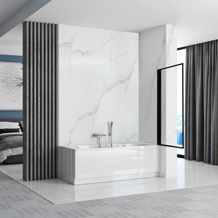 REA-K7633 - Bewegliche Badewannenabtrennung LAGOS 140x80 cm schwarz/transparent