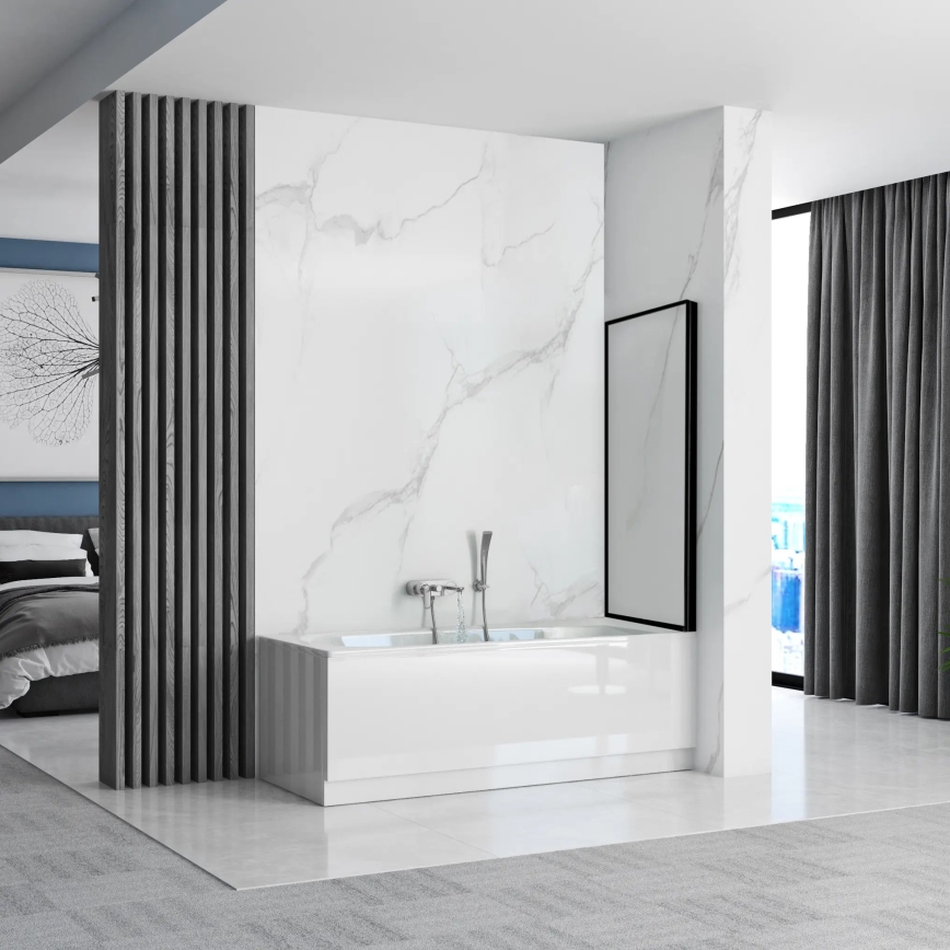 REA-K7633 - Bewegliche Badewannenabtrennung LAGOS 140x80 cm schwarz/transparent