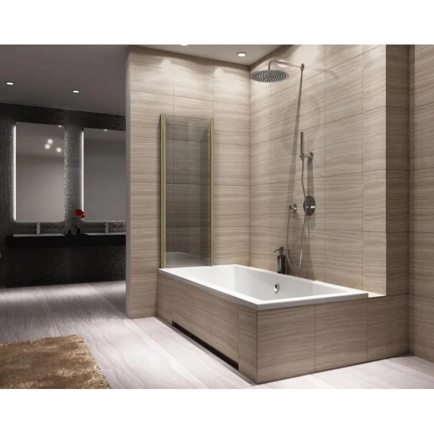REA-K9777 - Faltbare Badewannenabtrennung AGAT 140x100 cm gebürstetes Gold/klar
