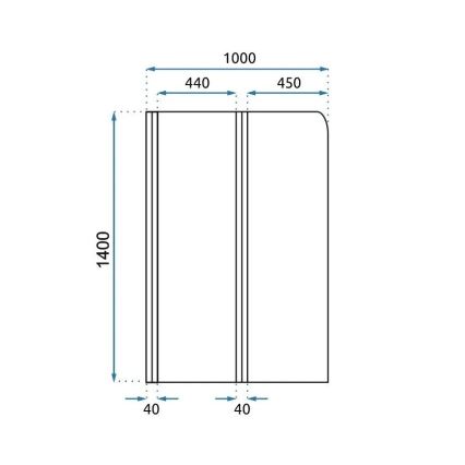REA-K9777 - Faltbare Badewannenabtrennung AGAT 140x100 cm gebürstetes Gold/klar