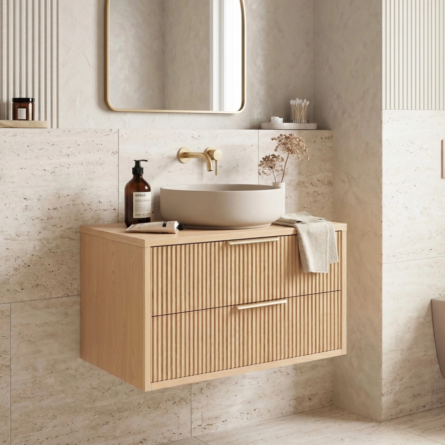 REA-M0409 - Hängender Waschtischunterschrank MONO 80 x 48,5 cm, beige