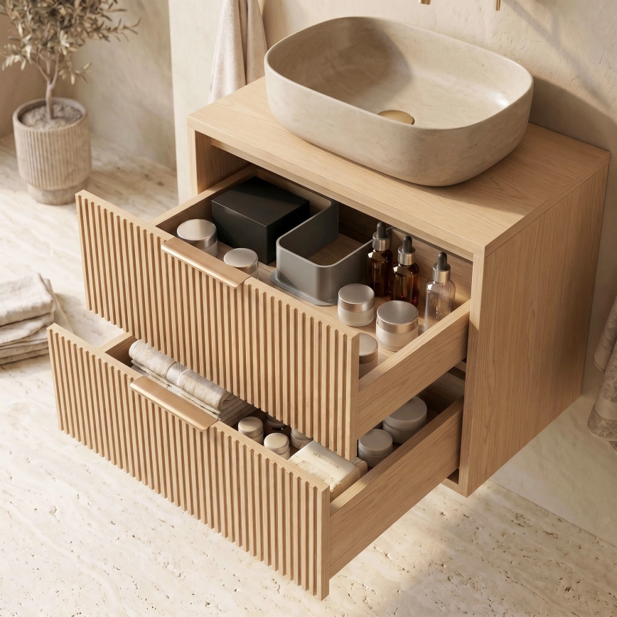 REA-M0409 - Hängender Waschtischunterschrank MONO 80 x 48,5 cm, beige