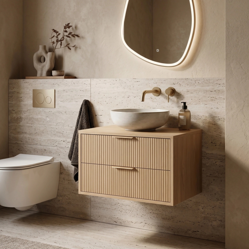 REA-M0409 - Hängender Waschtischunterschrank MONO 80 x 48,5 cm, beige