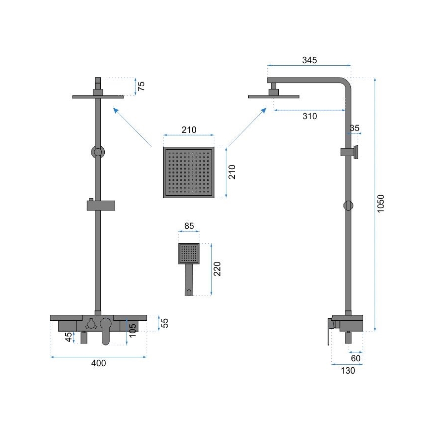 REA-P0636 - Duschset mit Armatur BRAVO matt schwarz