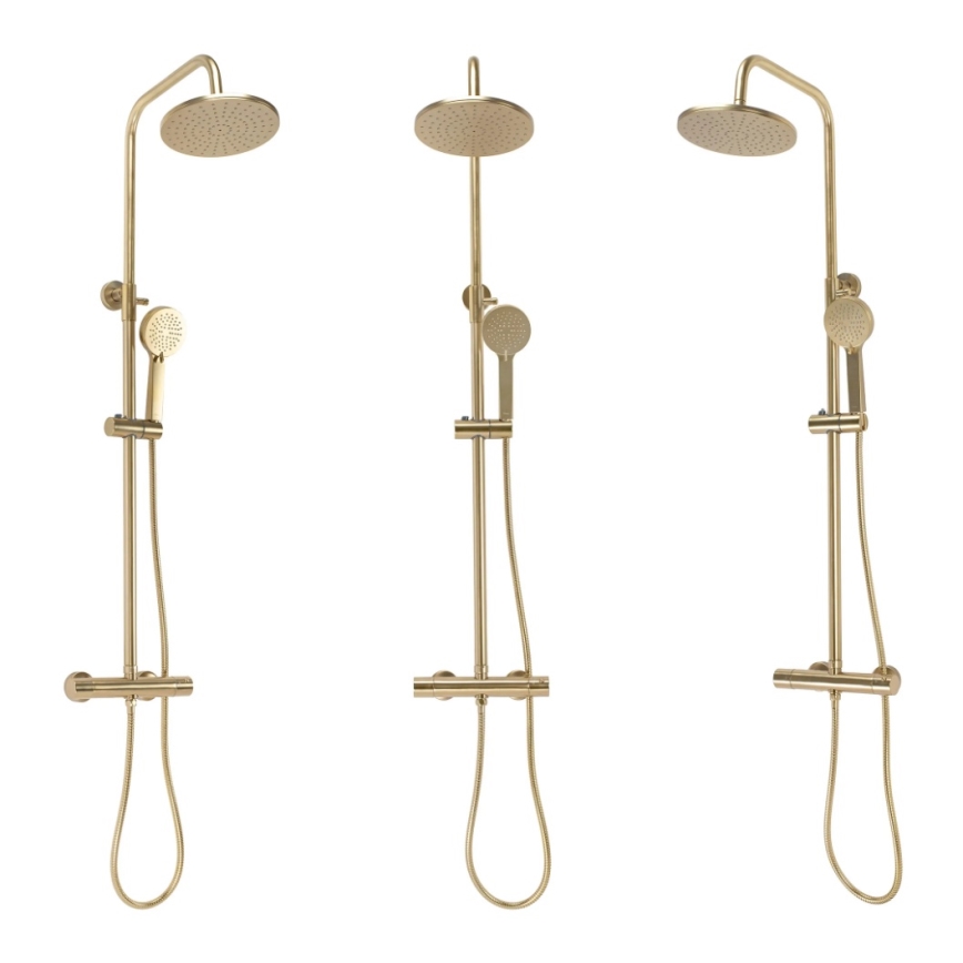 REA-P2323 - Duschset mit thermostatischer Armatur PAROT, gebürstetes Gold