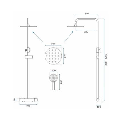 REA-P2323 - Duschset mit thermostatischer Armatur PAROT, gebürstetes Gold