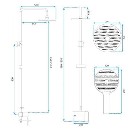 REA-P2418 - Duschset mit Mischbatterie AVALON, gebürstetes Kupfer