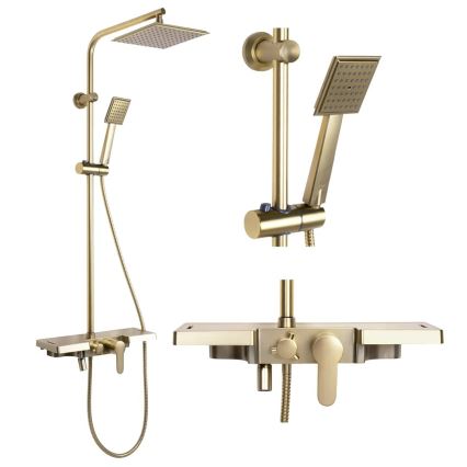 REA-P4121 - Duschgarnitur mit Mischbatterie BRAVO in gebürstetem Gold