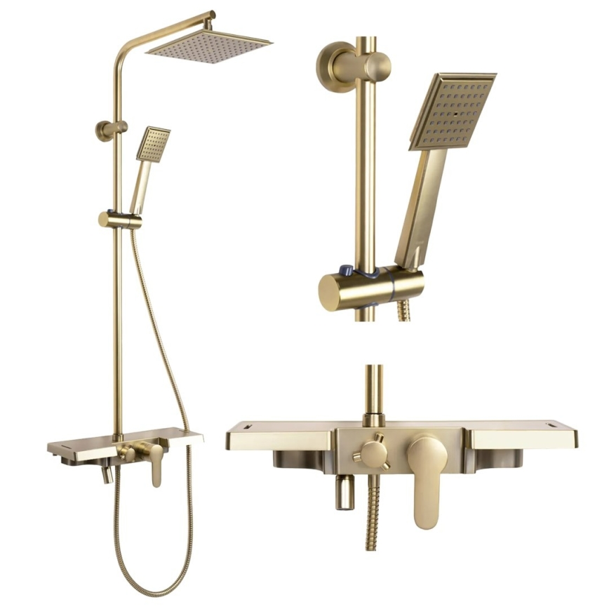 REA-P4121 - Duschgarnitur mit Mischbatterie BRAVO in gebürstetem Gold