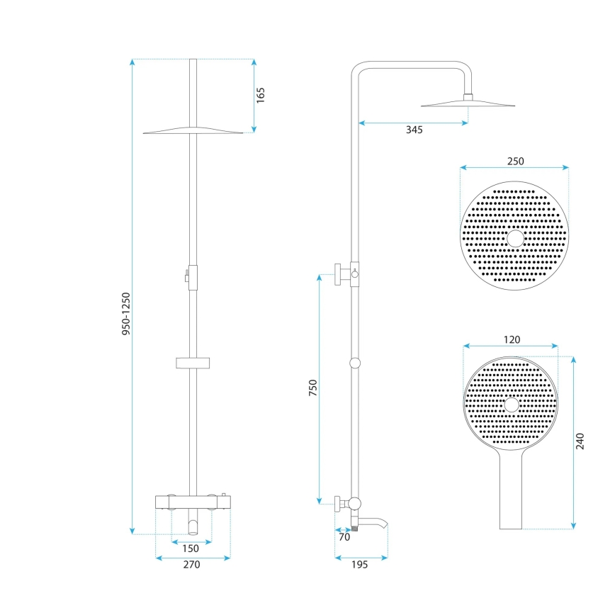 REA-P5960 - Duschset mit thermostatischer Armatur LUNGO DIAMOND, goldfarben