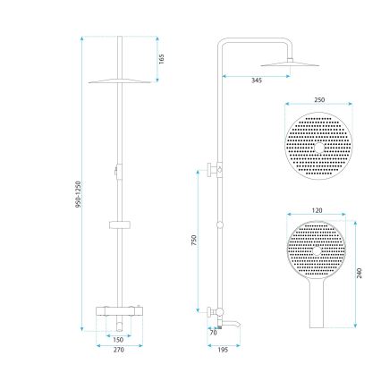 REA-P5961 - Duschgarnitur mit Thermostatarmatur LUNGO DIAMOND, hochglanzverchromt