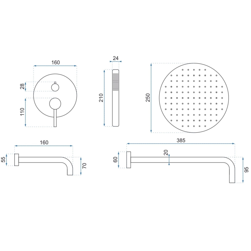 REA-P6609 - Duschset mit Unterputz-Armatur LUNGO, gebürstetes Gold