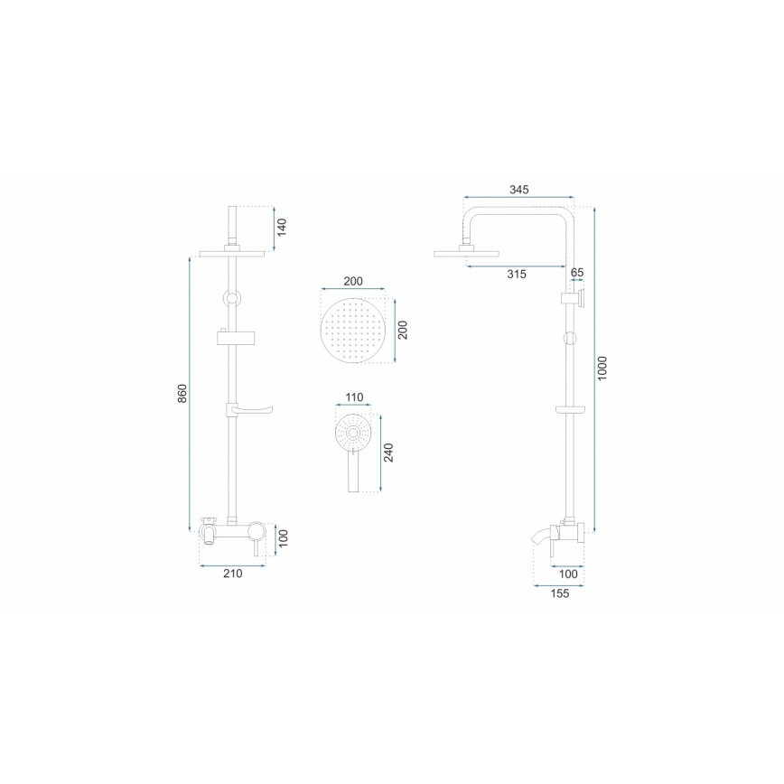 REA-P7005 - Duschset LUIS matt schwarz