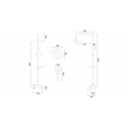 REA-P7005 - Duschset mit Mischbatterie LUIS, matt schwarz