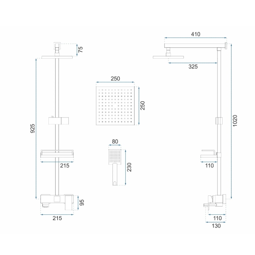 REA-P7050 - Duschset mit Armatur JACK, gebürstetes Gold