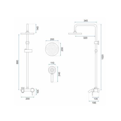 REA-P7051 - Duschset mit Mischbatterie LUIS, gebürstetes Gold