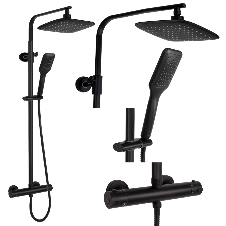 REA-P7101 - Duschset mit Thermostatarmatur TOM matt-schwarz