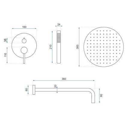 REA-P8007 - Duschset mit Unterputzarmatur LUNGO, glänzender Chrom