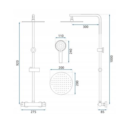 REA-P8413 - Duschset mit Thermostatarmatur BLISS, gebürstetes Gold