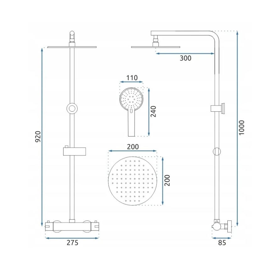 REA-P8413 - Duschset mit Thermostatarmatur BLISS, gebürstetes Gold