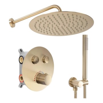 REA-P8551 - Duschgarnitur mit thermostatischer Unterputzarmatur LUNGO, gebürstetes Gold