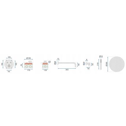 REA-P8551 - Duschgarnitur mit thermostatischer Unterputzarmatur LUNGO, gebürstetes Gold
