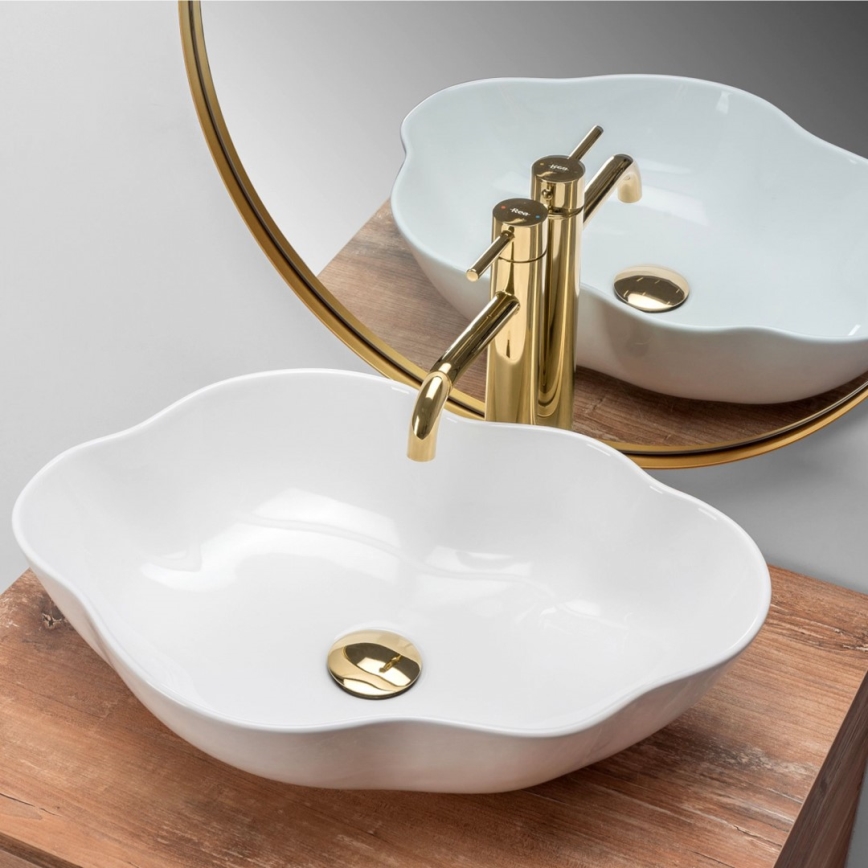 REA-U0265 - Aufsatzwaschbecken PEARL 38 x 50,5 cm, Keramik, glänzend weiß