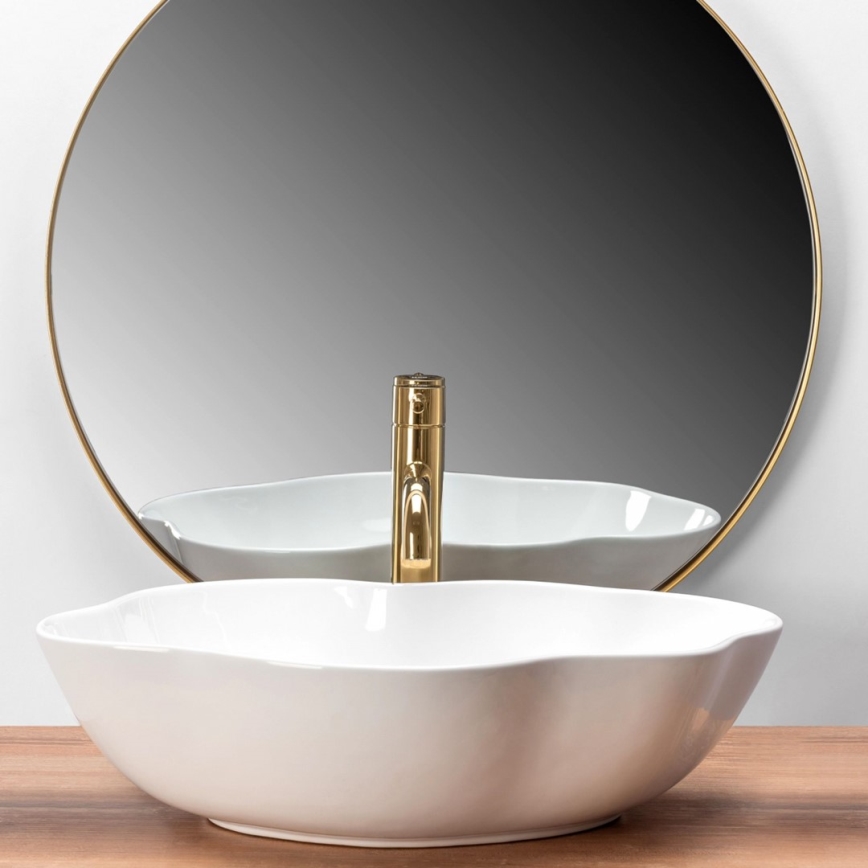 REA-U0265 - Aufsatzwaschbecken PEARL 38 x 50,5 cm, Keramik, glänzend weiß