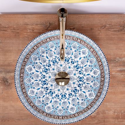 REA-U0267 - Aufsatzwaschbecken ARTE Ø 40 cm, Keramik mit Ornamentmuster
