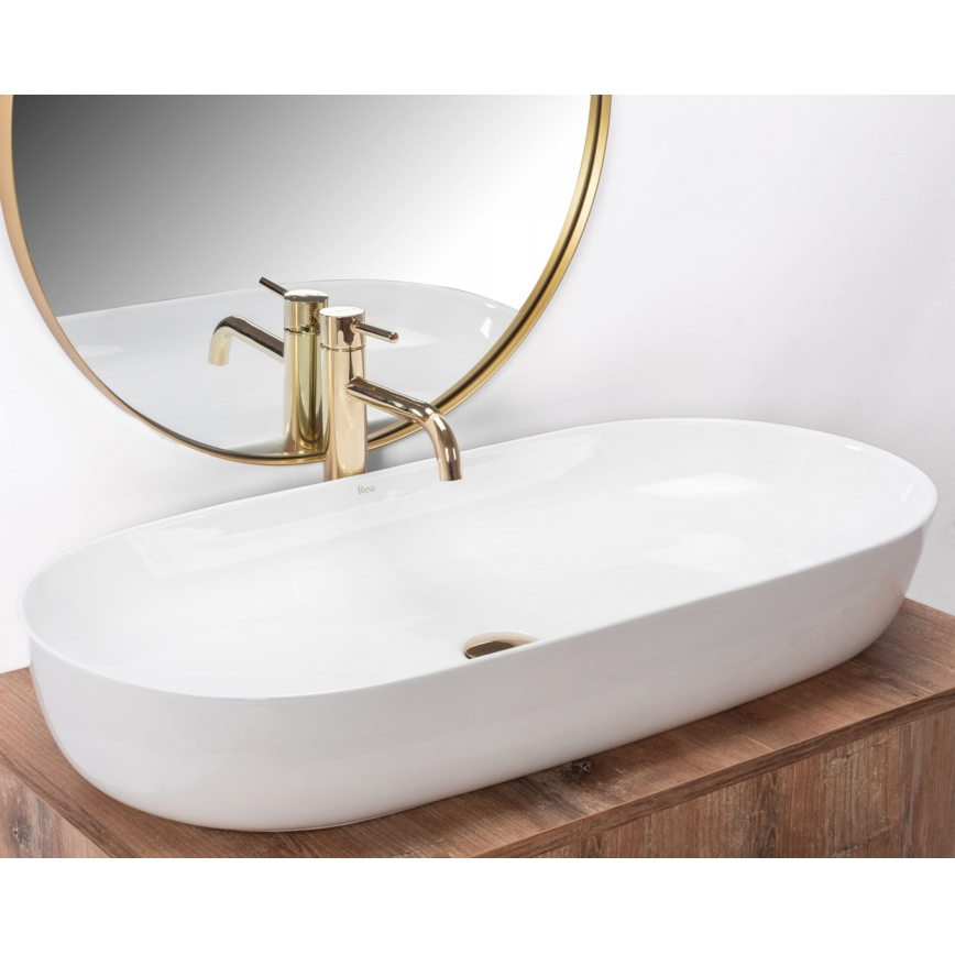 REA-U0563 - Aufsatzwaschbecken CLEO 41x81 cm Keramik/glänzend weiß