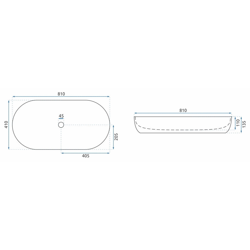 REA-U0563 - Aufsatzwaschbecken CLEO 41x81 cm Keramik/glänzend weiß