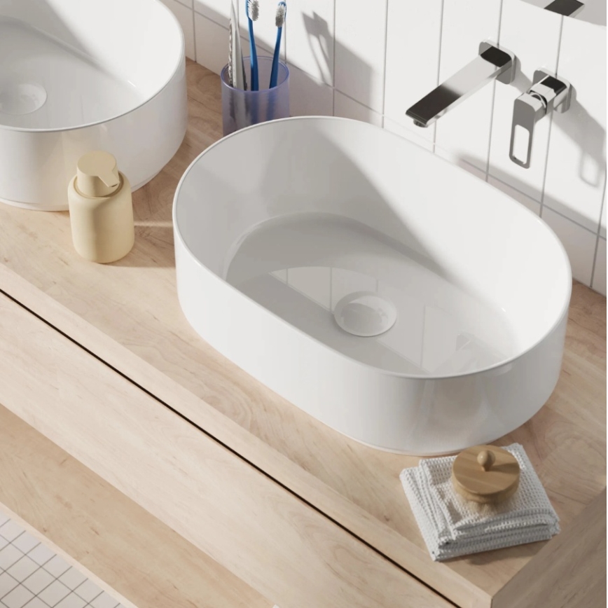 REA-U0600 - Aufsatzwaschbecken ALMA 36x57 cm Keramik / glänzend weiß